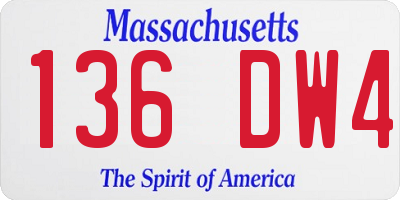 MA license plate 136DW4