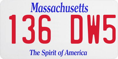 MA license plate 136DW5