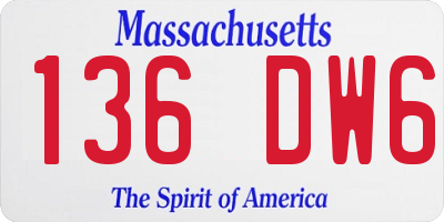 MA license plate 136DW6