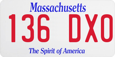 MA license plate 136DX0