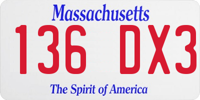 MA license plate 136DX3
