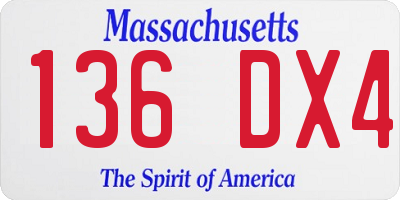 MA license plate 136DX4