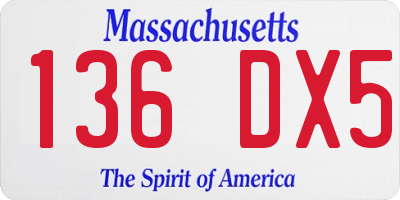 MA license plate 136DX5
