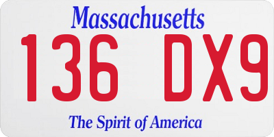 MA license plate 136DX9