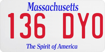 MA license plate 136DY0