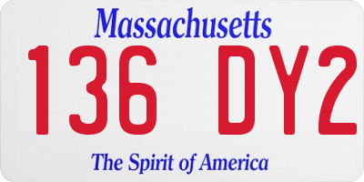 MA license plate 136DY2