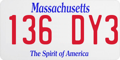 MA license plate 136DY3