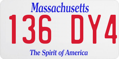 MA license plate 136DY4
