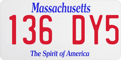 MA license plate 136DY5