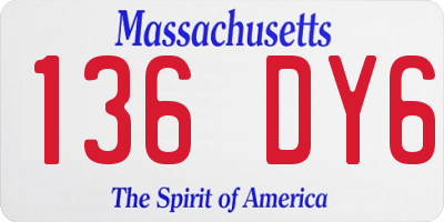 MA license plate 136DY6