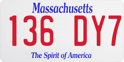 MA license plate 136DY7