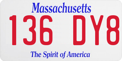 MA license plate 136DY8
