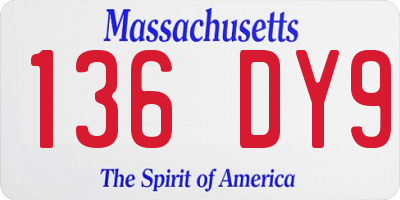 MA license plate 136DY9