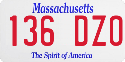 MA license plate 136DZ0