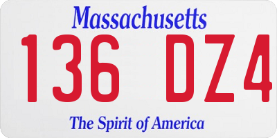 MA license plate 136DZ4