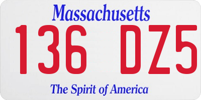 MA license plate 136DZ5
