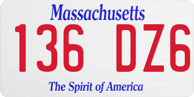 MA license plate 136DZ6