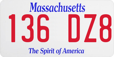 MA license plate 136DZ8