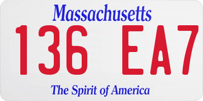 MA license plate 136EA7