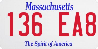 MA license plate 136EA8