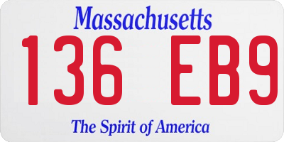 MA license plate 136EB9