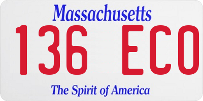 MA license plate 136EC0