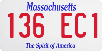 MA license plate 136EC1