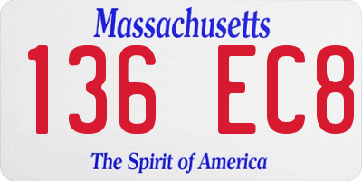 MA license plate 136EC8
