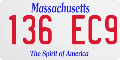 MA license plate 136EC9