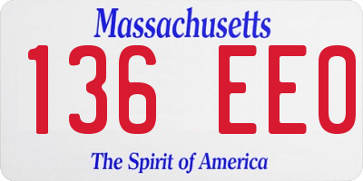MA license plate 136EE0