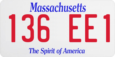 MA license plate 136EE1