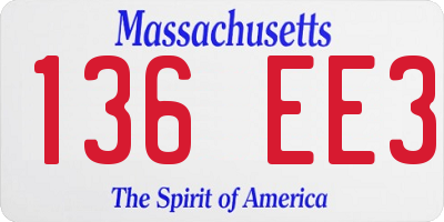 MA license plate 136EE3