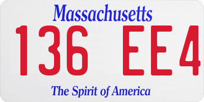 MA license plate 136EE4