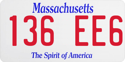 MA license plate 136EE6