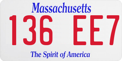 MA license plate 136EE7