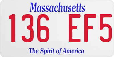MA license plate 136EF5