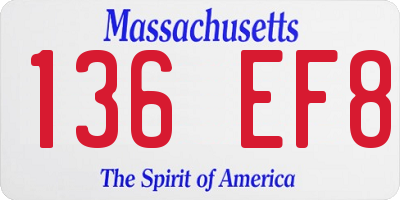 MA license plate 136EF8