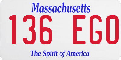 MA license plate 136EG0