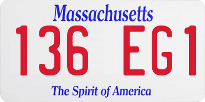 MA license plate 136EG1