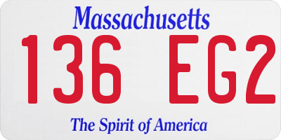 MA license plate 136EG2