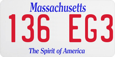 MA license plate 136EG3