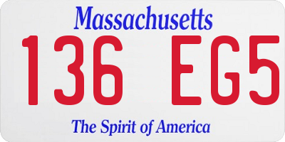 MA license plate 136EG5