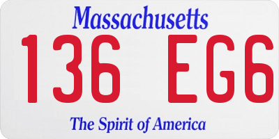 MA license plate 136EG6