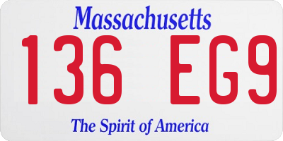 MA license plate 136EG9