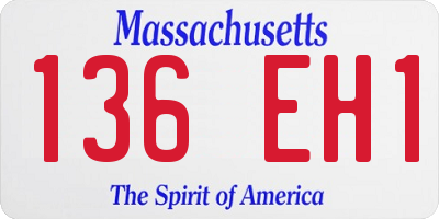 MA license plate 136EH1