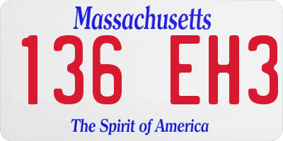 MA license plate 136EH3