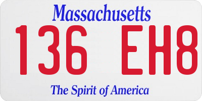 MA license plate 136EH8