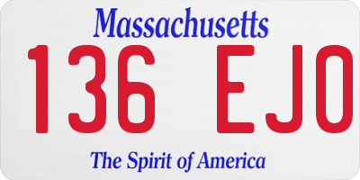 MA license plate 136EJ0