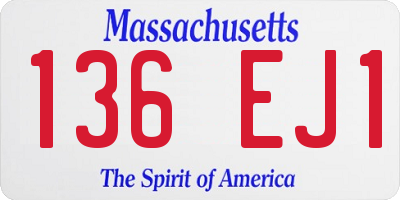 MA license plate 136EJ1