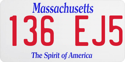 MA license plate 136EJ5